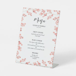 Pink Baby's Breath Bloemen huwelijksmenu Reclamebord Met Voetstuk