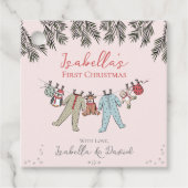 Pink Baby's eerste kerstcadeau Labels (Voorkant)