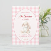 Pink Babys First Birthday Bunny Invitation (Debout devant)