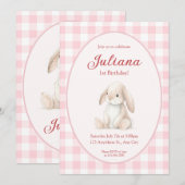 Pink Babys First Birthday Bunny Invitation (Devant / Derrière)