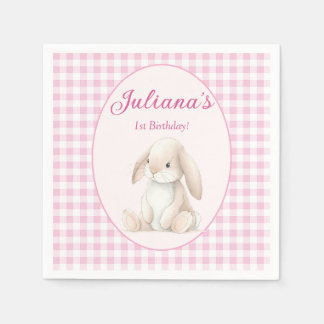 Pink Babys First Birthday Bunny Napkins Servet
