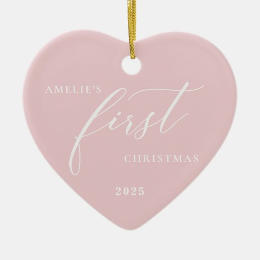 Pink Baby's First Christmas Photo Ornament (Voorkant)
