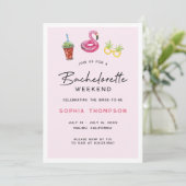 Pink Bachelorette Week-end Palm Beach Invitation (Debout devant)