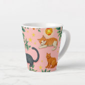 Pink Background With Cats Latte Mug (Angle droit)
