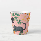 Pink Background With Cats Latte Mug (Devant)