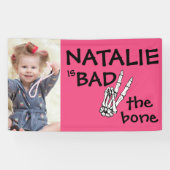Pink Bad Two The Bone Halloween 2e verjaardag foto Spandoek (Horizontaal)