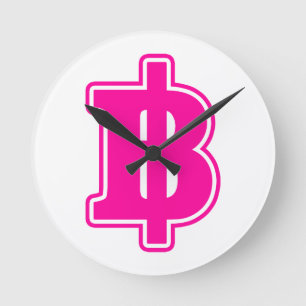 PINK BAHT SIGN ฿ Thai Money Currency ฿ Ronde Klok