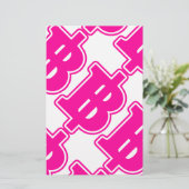 PINK BAHT SIGN ฿ Thaise ฿ Briefpapier (Staand voorkant)