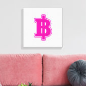 PINK BAHT SIGN ฿ Thaise ฿ Canvas Afdruk (Insitu (Woonkamer))