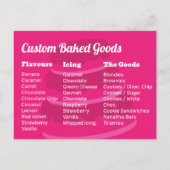 Pink Bakery Carte postale avec Retour Menu Saveurs (Dos)
