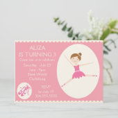 Pink Ballerina Birthday Party Kaart (Staand voorkant)