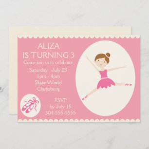 Pink Ballerina Birthday Party Kaart