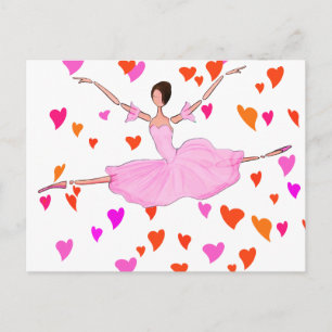 PINK BALLERINA DANCING AND JUMPING BRIEFKAART