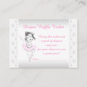 Pink Ballerina Luier Raffle Ticket Informatiekaartje
