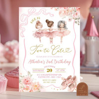 Pink Ballerina Tutu mignonne 2e Invitation anniver