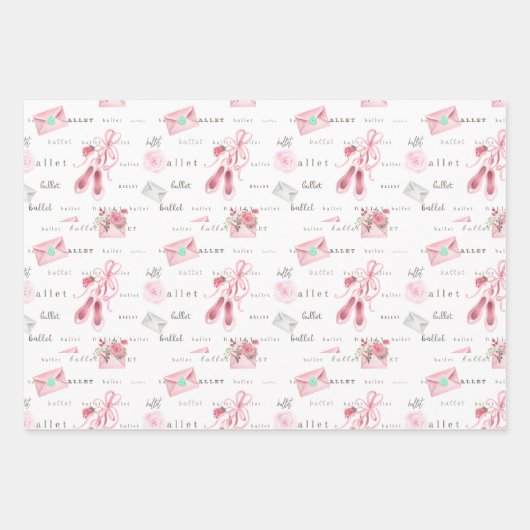 Pink Ballet Dancer Wrapping Paper Sheets (Voorkant 2)