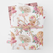 Pink Ballet Dancer Wrapping Paper Sheets (In situ)