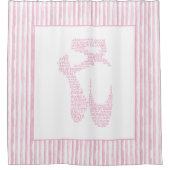 Pink Ballet Pointe Shoe Typography Douchegordijn (Voorkant)