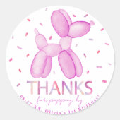 Pink Balloon Animal Party Sticker (Voorkant)