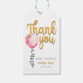 Pink Balloon Gold Script Baby shower Bedankt Label Cadeaulabel (Voorkant)