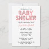 Pink Balloon Letter Baby Shower Invitation (Devant)