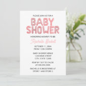 Pink Balloon Letter Baby Shower Invitation (Debout devant)