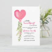 Pink Balloon Valentine Baby shower Invitation pour (Debout devant)