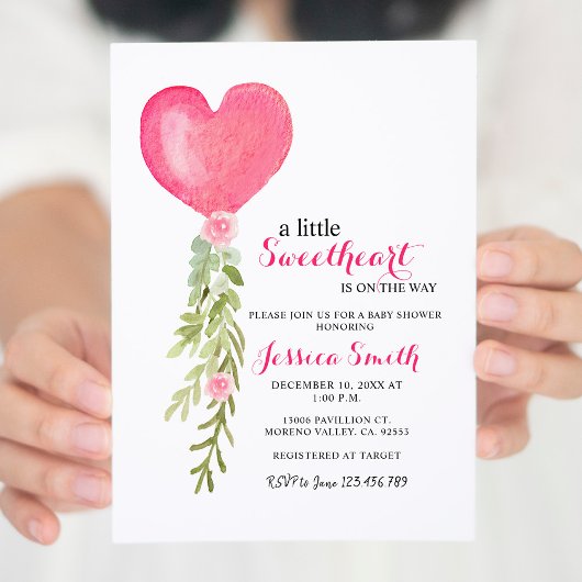 Pink Balloon Valentine Baby shower Invitation pour