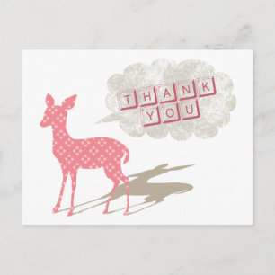 Pink Bambi Bedankt Briefkaart