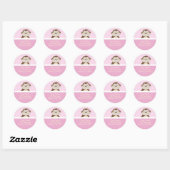 Pink Bambino Girl Monkey Adresse de retour Sticker (Feuille)