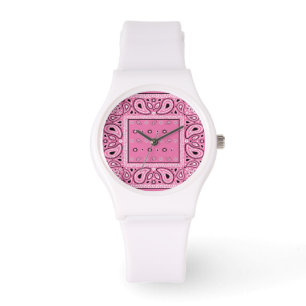 Pink bandana paisley bandanas country rap hiphop horloge