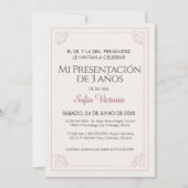 Pink Baptism Invitation – Mi Presentación Girl (Devant)