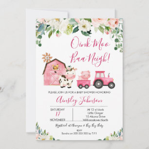 Pink Barn Boerderij Boerderij Dieren Baby shower Kaart