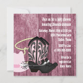 Pink Barn Wood Cowgirl Baby shower Kaart (Achterkant)