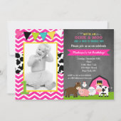 Pink Barnyard Farm Invitations d'anniversaire (Devant)