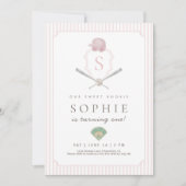 Pink Baseball Preppy Crest Premier invitation (Devant)