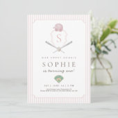 Pink Baseball Preppy Crest Premier invitation (Debout devant)