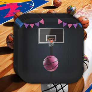 Pink Basketball Baby shower Party Papieren Bordje