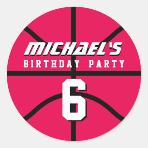 Pink Basketball Sticker Sportkinderen Birthday Par