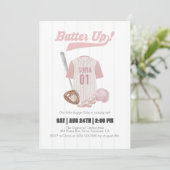 Pink Batup Baseball Invitation d'anniversaire (Debout devant)