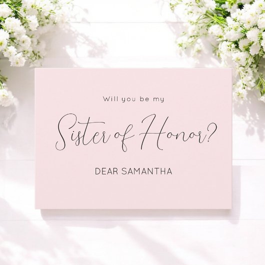 Pink Be My Soeur d'honneur Script Invitation