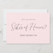 Pink Be My Soeur d'honneur Script Invitation (Devant)