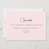 Pink Be My Soeur d'honneur Script Invitation (Dos)