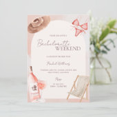 Pink Beach Bachelorette Party Invitation (Debout devant)