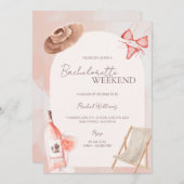 Pink Beach Bachelorette Party Invitation (Devant / Derrière)