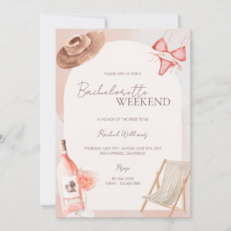 Pink Beach Bachelorette Party Invitation
