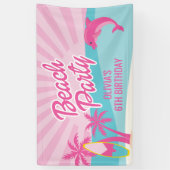 Pink Beach Birthday Poster Spandoek (Verticaal)