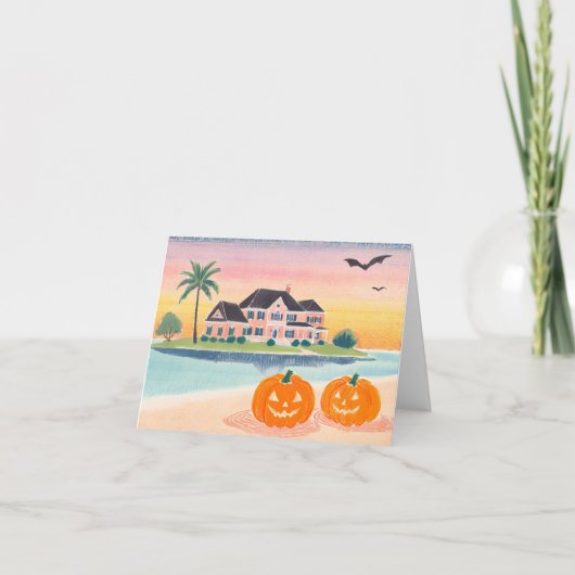 Pink Beach House bij Halloween - Note Kaart (Voorkant)