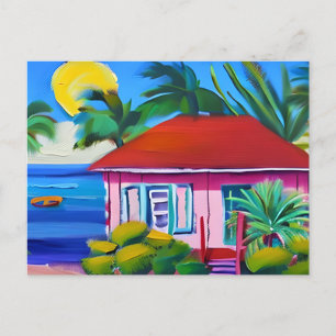 PInk Beach House Contact houden Briefkaart
