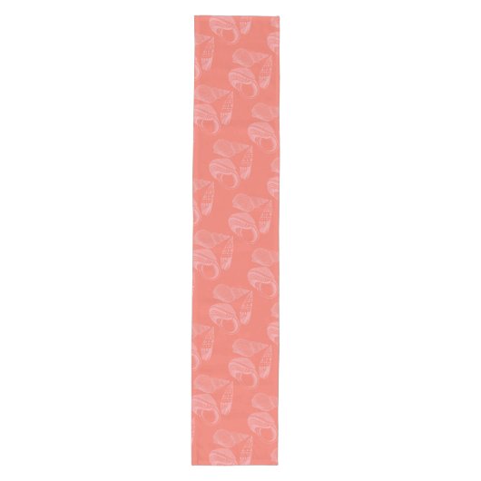 Pink Beach Shells Pattern Coastal Table Runner Medium Tafelloper (Voorkant)